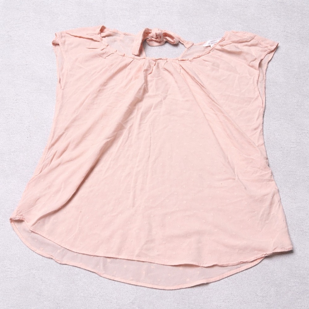LC Lauren Conrad Blush Pink Blouse Petite Medium PM Keyhole Top